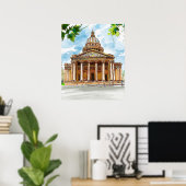 Waterverf Poster Schilderen van het Pantheon Schet (Thuiskantoor)