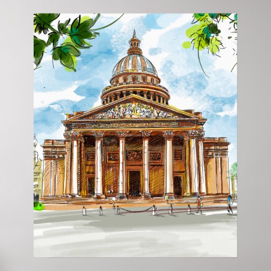 Waterverf Poster Schilderen van het Pantheon Schet (Voorkant)