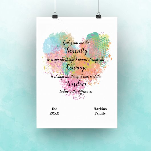 Waterverf Poster Serenity Prayer