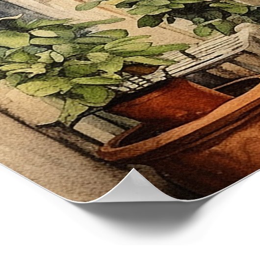 Waterverf Poster van Toscane, Italiaanse kunst aan (Hoek)