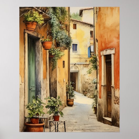 Waterverf Poster van Toscane, Italiaanse kunst aan (Voorkant)