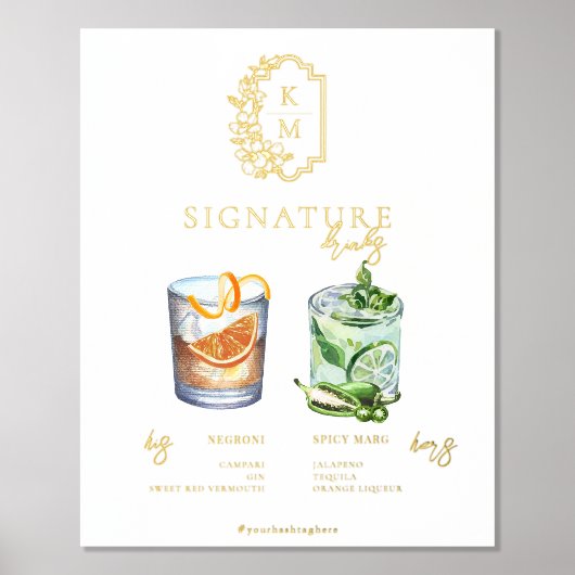 Waterverf | Poster voor de Drink van bride en groo (Voorkant)