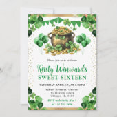 Waterverf Pot met Goud St. Patrick's Sweet 16 Kaart (Voorkant)