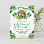 Waterverf Pot met Goud St. Patrick's Sweet 16 Kaart (Staand voorkant)