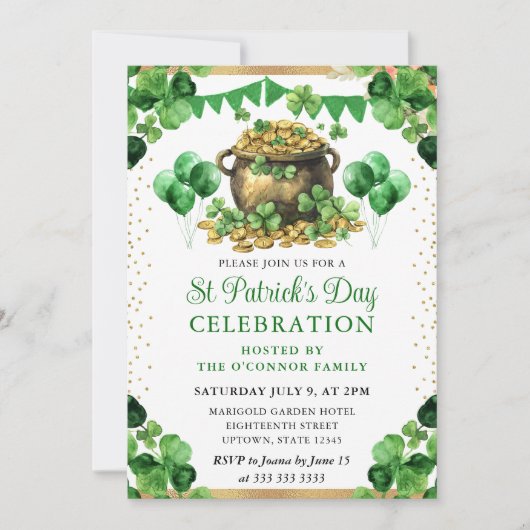 Waterverf Pot of Gold St Patrick's Day Kaart (Voorkant)