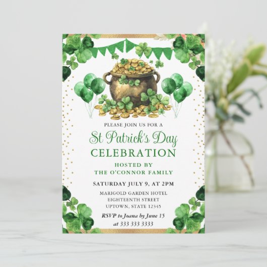 Waterverf Pot of Gold St Patrick's Day Kaart (Staand voorkant)