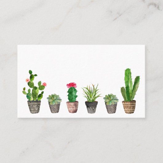 Waterverf Potcactus en vetplanten Bruiloft Plaatskaartje (Voorkant)