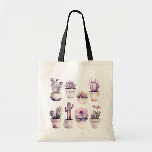 waterverf potcactus tote bag (Voorkant)