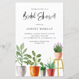 Waterverf Potentiële Planten Bridal Shower Invitat