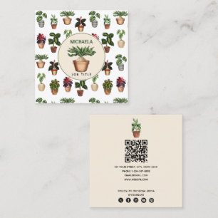 Waterverf Potentiële Planten Home Staging QR Code Vierkante Visitekaartje