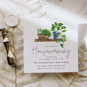 Waterverf Potentiële Planten Housewarming Party Kaart