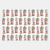 Waterverf Potentiële Planten Succulenten en Cacti  Inpakpapier Vel (Voorkant 3)