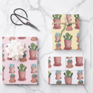 Waterverf Potentiële Planten Succulenten en Cacti  Inpakpapier Vel