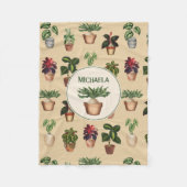 Waterverf Potentiële Planten Terracotta Pots Name Fleece Deken (Voorkant)