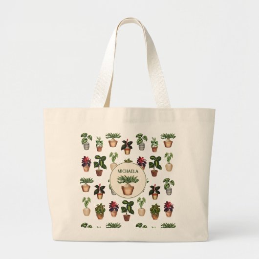 Waterverf Potentiële Planten Terracotta Pots Name Grote Tote Bag (Voorkant)