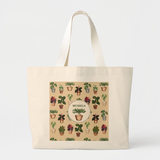 Waterverf Potentiële Planten Terracotta Pots Name Grote Tote Bag (Voorkant)