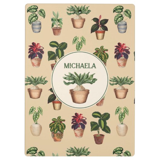 Waterverf Potentiële Planten Terracotta Pots Name Klembord (Achterkant)