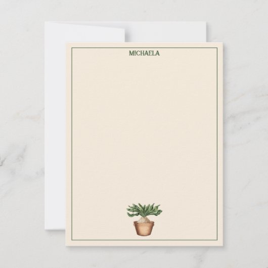 Waterverf Potentiële Planten Terracotta Pots Name Notitiekaartje (Voorkant)