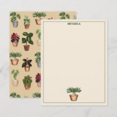 Waterverf Potentiële Planten Terracotta Pots Name Notitiekaartje (Voorkant / Achterkant)