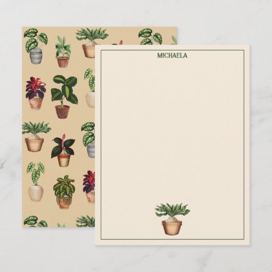 Waterverf Potentiële Planten Terracotta Pots Name Notitiekaartje (Voorkant / Achterkant)