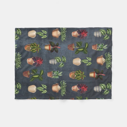 Waterverf Potentiële Planten Terracotta Pots Rusti Fleece Deken (Voorkant (Horizontaal))