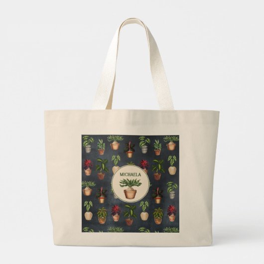 Waterverf Potentiële Planten Terracotta Pots Rusti Grote Tote Bag (Achterkant)