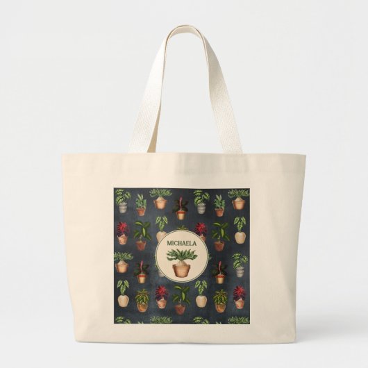 Waterverf Potentiële Planten Terracotta Pots Rusti Grote Tote Bag (Voorkant)