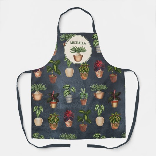 Waterverf Potentiële Planten Terracotta Pots Rusti Schort (Voorkant)