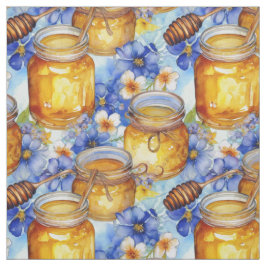 Waterverf potjes honing met blauwe bloemen stof