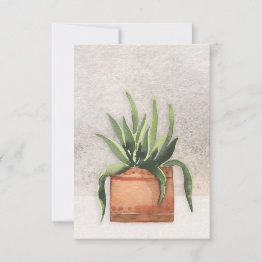 Waterverf Potkamerplant Blank Wenskaart (Voorkant)