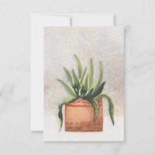 Waterverf Potkamerplant Blank Wenskaart