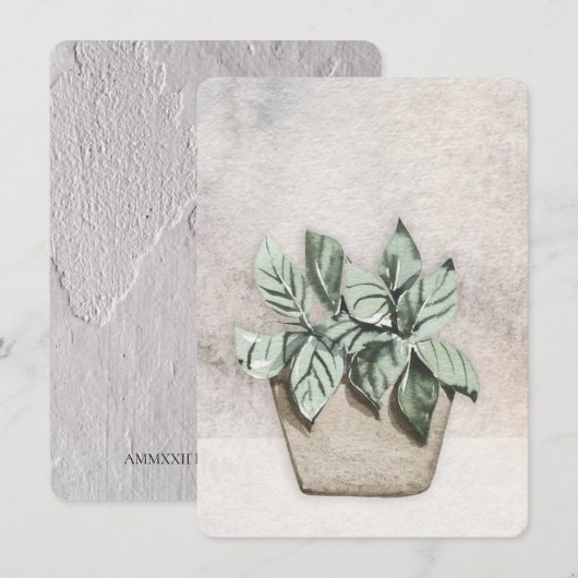 Waterverf Potkamerplant Blank Wenskaart (Voorkant / Achterkant)