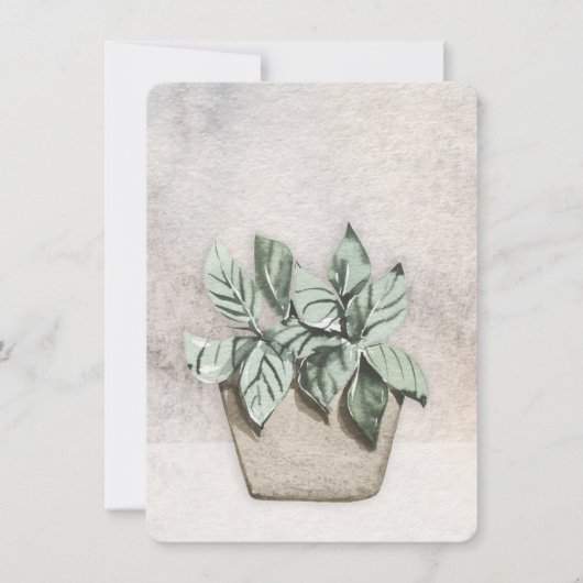 Waterverf Potkamerplant Blank Wenskaart (Voorkant)