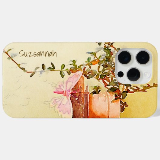Waterverf Potlood Plant Butterfly Aangepaste naam Case-Mate iPhone Case (Achterkant (horizontaal))