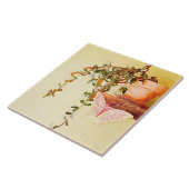 Waterverf Potlood Plant en Butterfly Metal Print Tegeltje (Zijkant)