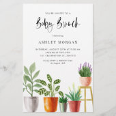 Waterverf Potlood Planten Baby Brunch Invitation (Voorkant)