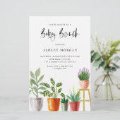 Waterverf Potlood Planten Baby Brunch Invitation (Staand voorkant)