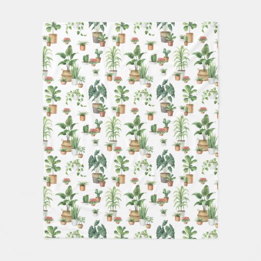 Waterverf Potlood Planten Patroon Fleece Deken (Voorkant)