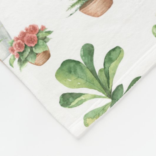 Waterverf Potlood Planten Patroon Fleece Deken (Hoek)