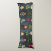 Waterverf Potlood Planten Rustic Pattern Black Lichaamskussen (Voorkant Verticaal)