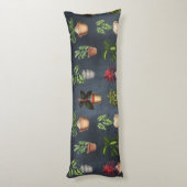 Waterverf Potlood Planten Rustic Pattern Black Lichaamskussen (Achterkant (Verticaal))