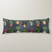 Waterverf Potlood Planten Rustic Pattern Black Lichaamskussen (Voorkant)