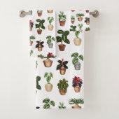 Waterverf Potlood Planten Terracotta Pots Pattern Bad Handdoek (Insitu)