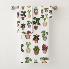 Waterverf Potlood Planten Terracotta Pots Pattern Bad Handdoek