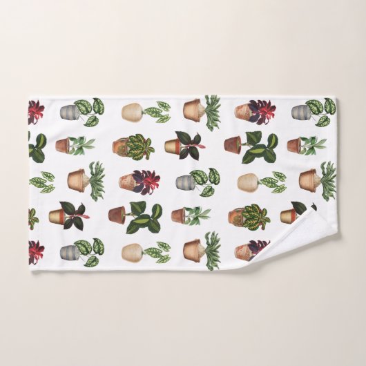 Waterverf Potlood Planten Terracotta Pots Pattern Bad Handdoek (Handdoek)