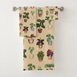 Waterverf Potlood Planten Terracotta Pots Pattern Bad Handdoek