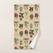 Waterverf Potlood Planten Terracotta Pots Pattern Bad Handdoek (Handdoek)