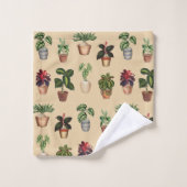 Waterverf Potlood Planten Terracotta Pots Pattern Bad Handdoek (Wasdoekje)