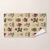 Waterverf Potlood Planten Terracotta Pots Pattern Bad Handdoek (Handdoek)