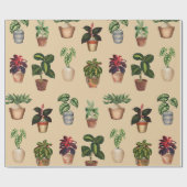 Waterverf Potlood Planten Terracotta Pots Pattern Cadeaupapier (Vlak)